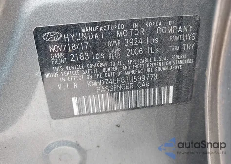 2018 Hyundai Elantra Se из США, поврежденный, VIN KMHD74LF8JU599773